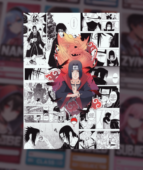 34.5 x 25.5 inches Itachi Uchiha BIG ADHESIVE POSTER