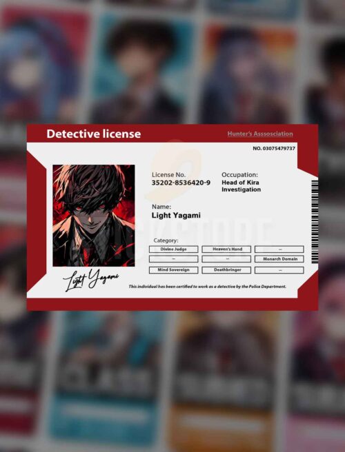 High Quality Waterproof Light Yagami PVC ID Card