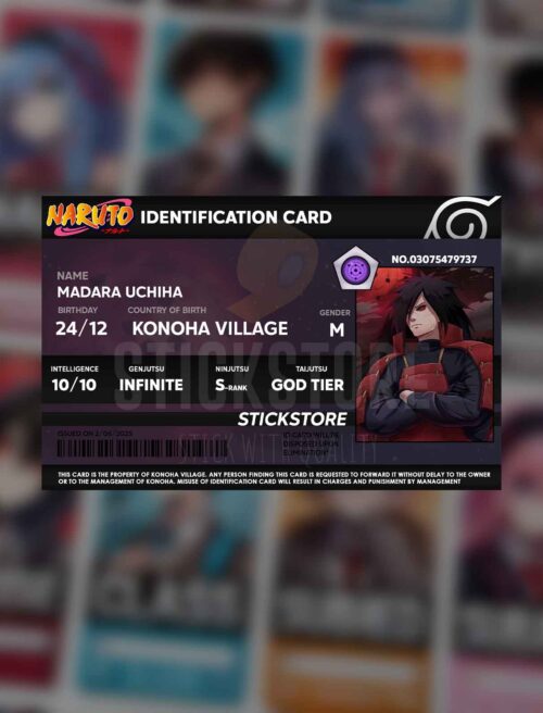 High Quality Waterproof Madara Uchiha PVC ID Card