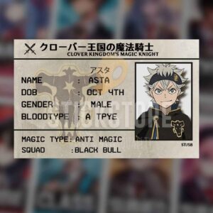High Quality Waterproof Black Clover Asta PVC ID Card