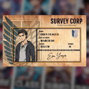 Eren Yeager High Quality Waterproof Attack On Titan PVC ID Card