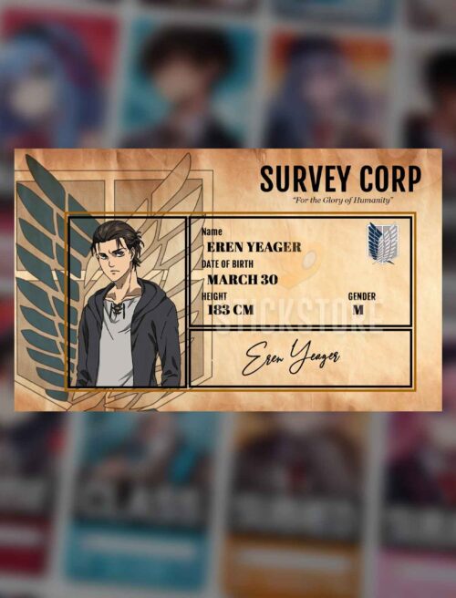 Eren Yeager High Quality Waterproof Attack On Titan PVC ID Card