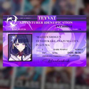 High Quality Waterproof Genshin Impact Raiden Shogun PVC ID Card