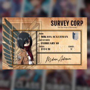 Mikasa Ackerman High Quality Waterproof Attack On Titan PVC ID Card