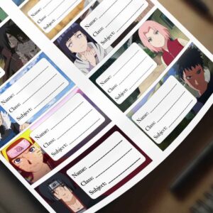 12 Naruto Anime name slip stickers