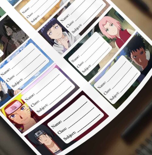 12 Naruto Anime name slip stickers