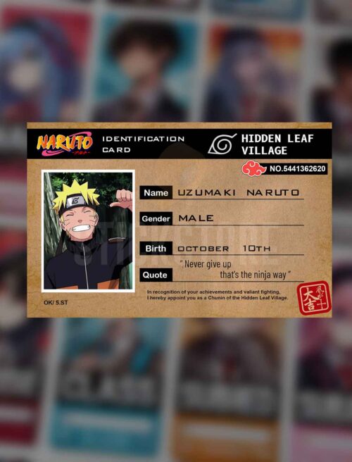 High Quality Waterproof Naruto Shippuden PVC ID Card