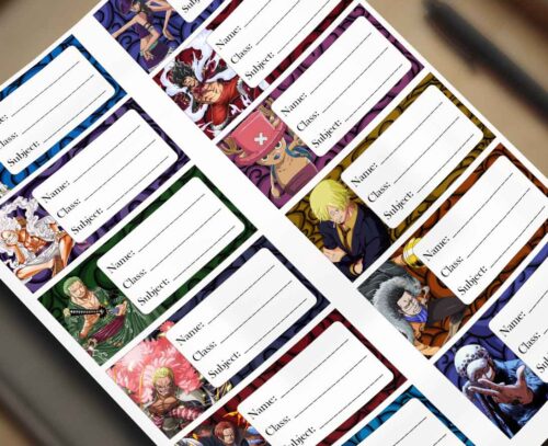 12 One Piece Anime name slip stickers