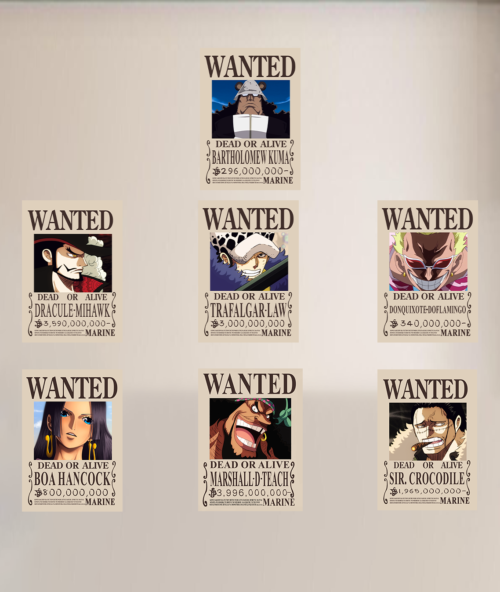 7 Warlord of the Sea Self Adhesive One Piece Bounty Posters A4 and A5