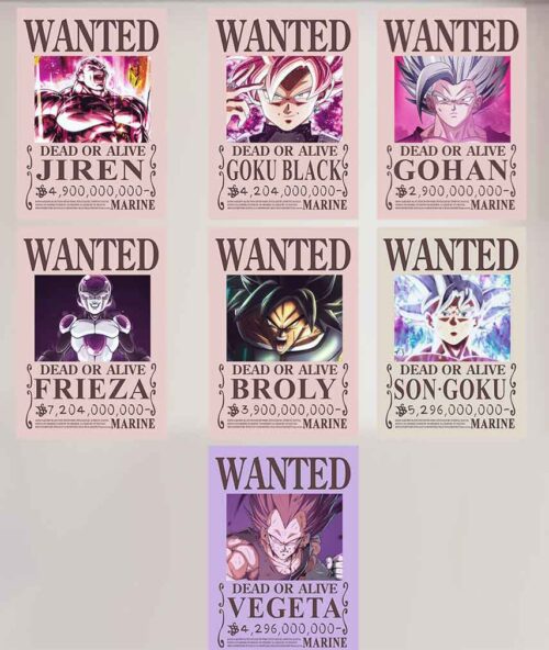 7 Self Adhesive Dragon Ball Bounty Posters A4 and A5
