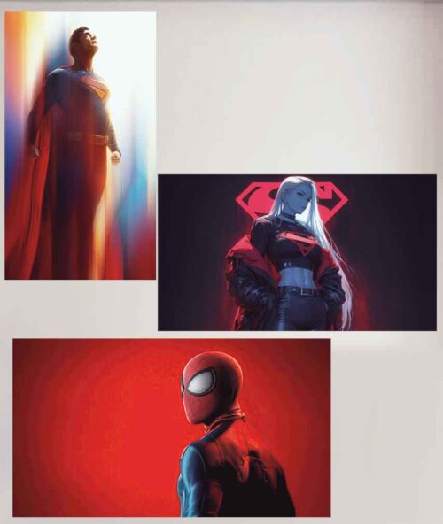 3 Super heroes Posters Self Adhesive A4 and A5