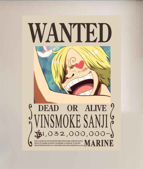 Vinsmoke Sanji WANTED POSTER One Piece Bounty Posters