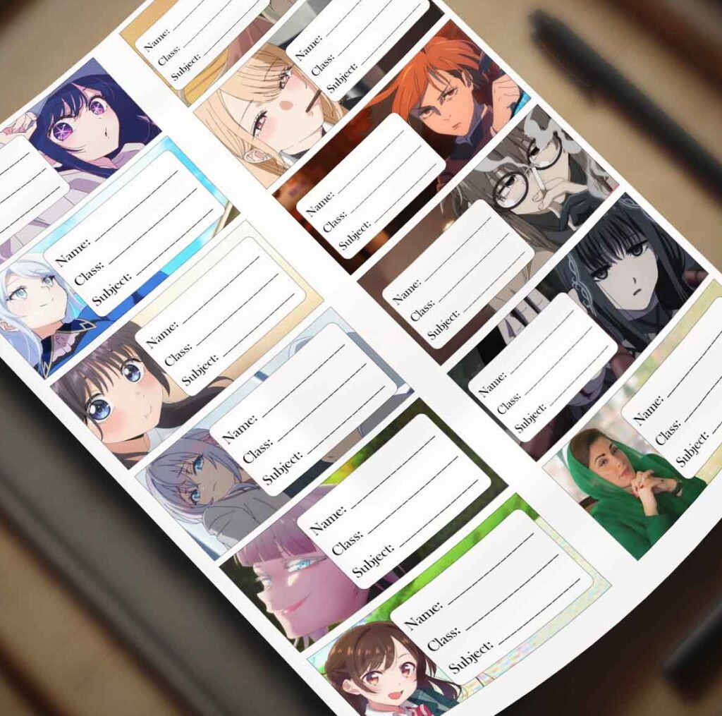 Anime Girl women Waifuu name slip stickers